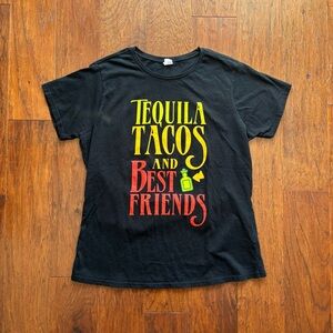 Tequila Tacos & Best Friends Black Graphic Tee | Size XL